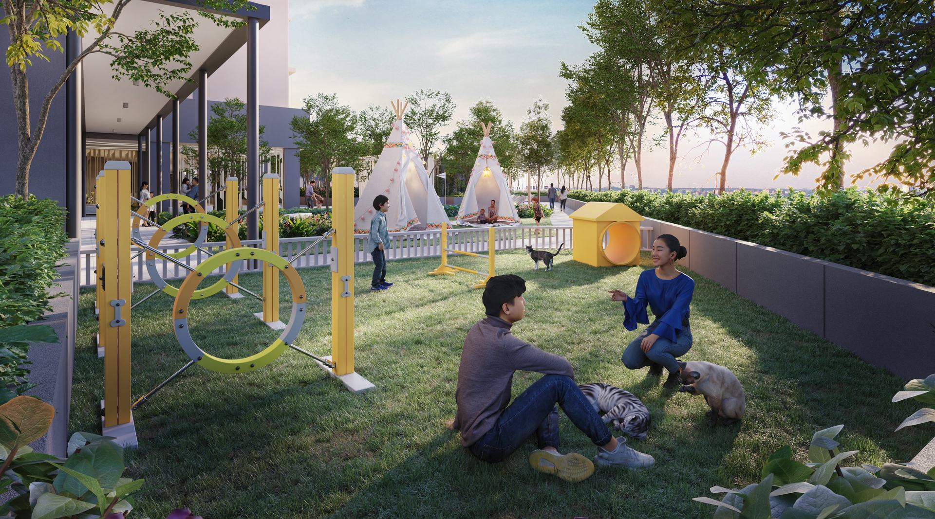 Residents with cats and dogs in the Level 7 pet zone