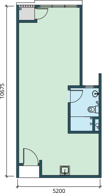 Type A floor plan, 532 sq ft with one bathroom